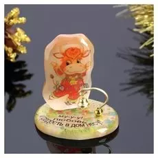 Сувенир с колокольчиком "Корова. радость в дом", селенит