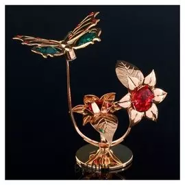 Сувенир с кристаллами Swarovski "Бабочка на цветке" 10х7,8 см