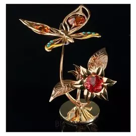 Сувенир с кристаллами Swarovski "Бабочка на орхидее" 10х7,8 см