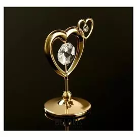 Сувенир с кристаллами Swarovski "Двойное сердце" 5,1х4,1 см