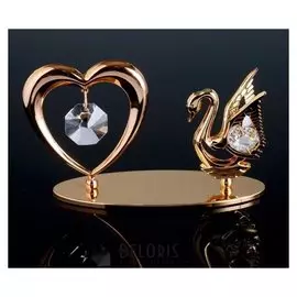Сувенир с кристаллами Swarovski "Лебедь и сердце" 11,5х6,2 см
