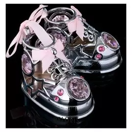 Сувенир с кристаллами Swarovski "Пара ботиночек" хром 7,7х6 см