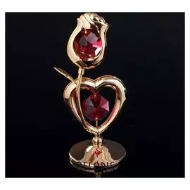 Сувенир с кристаллами Swarovski "Роза и сердце" 7,7х3,8 см