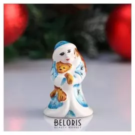 Сувенир "Снегурочка с игрушкой", 6,5 см, цветная гжель