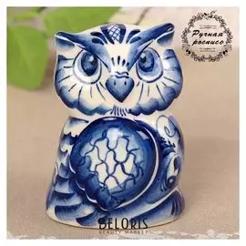 Сувенир «Сова софа», 5 см, гжель
