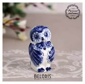 Сувенир «Совушка» средний, 7,5 см, гжель