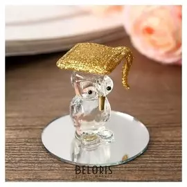 Сувенир стекло на зеркале "Учёный филин" 3,8х4х4 см