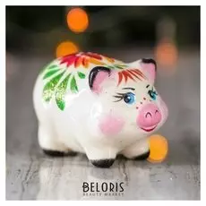 Сувенир "Свинка малышка", 6 см, цветы