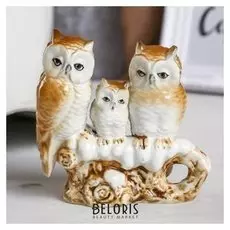 Сувенир "Три совушки на бревнышке" 11х11х4 см