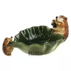 Сувенир-вазон "Ёжики с листом"