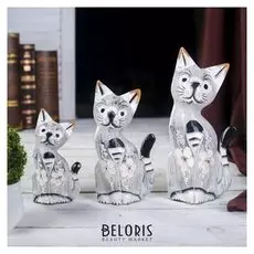 Сувенирный набор дерево "Кошки белые" (15,20,25) 15х8х25 см