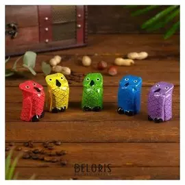 Сувенирный набор дерево "Совы разноцветные" (5 шт) 3,5х16х5 см