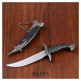 Сувенирный нож изогнутый, 26,5 см, на ножнах длинный завиток, чёрный