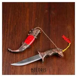 Сувенирный нож мини, 21,5 см рукоятка в форме головы лошади