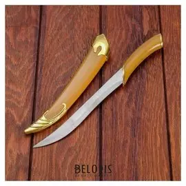Сувенирный нож, светлое дерево с золотыми вставками 29 см
