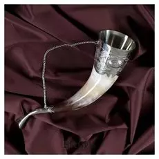 Сувенирный рог для вина, средний, с пиалой