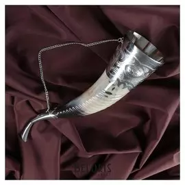 Сувенирный рог для вина, средний, с пиалой