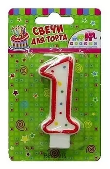 Свеча - цифра 1 Красное ассорти