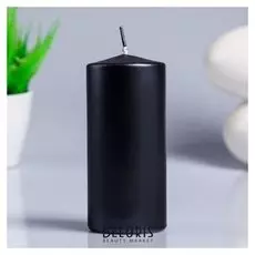 Свеча - цилиндр парафиновая, лакированная, черный металлик, 5,6×12 см