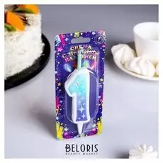 Свеча для торта цифра "Цветное пламя""1"