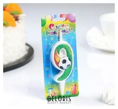 Свеча для торта цифра "Футбольная""9" зелёная