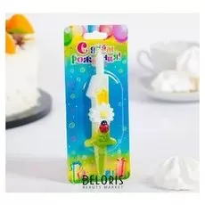 Свеча для торта цифра "Ромашки"разноцветная"1"