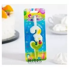 Свеча для торта цифра "Ромашки"разноцветная"3"