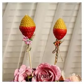 Свеча из вощины "Яйцо" на палочке, медово-красная