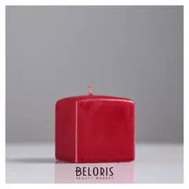 Свеча куб, 6х6 см, бордовая лакированная