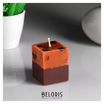 Свеча- куб "Апельсин- кофе" ароматическая, 5×6 см