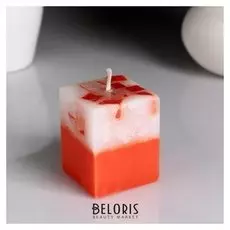 Свеча- куб с мозаикой "Апельсин" ароматическая, 5×6 см