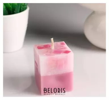 Свеча- куб с мозаикой "Роза" ароматическая, 5×6 см