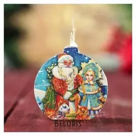 Свеча-медальон "Дед мороз и снегурочка" 4х4см