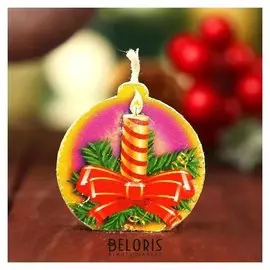 Свеча-медальон "Новогодняя свеча" 4х4см