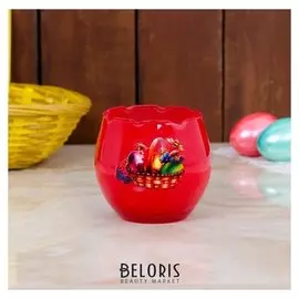 Свеча парафиновая в стекле с пасхальным декором