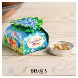 Свеча пасхальная в коробочке «Незабудки»