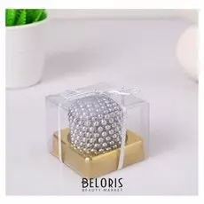 Свеча столбик 5х5см "Бисер", серебро