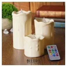 Свеча светодиодная «Изобилие», с пультом, набор 3 шт.
