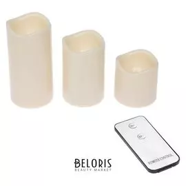 Свеча светодиодная «Пламя», с пультом, набор 3 шт.