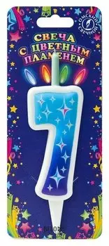 Свеча тортовая цифра 7 с цветным пламенем