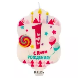 Свеча в торт 1 "С Днем Рождения"