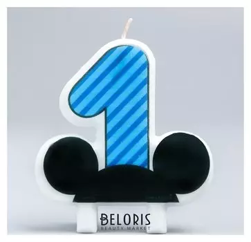 Свеча в торт "Цифра 1" Микки Маус 88х80 мм