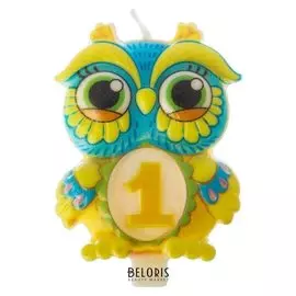 Свеча в торт цифра 1 "Сова"