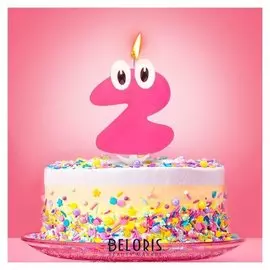 Свеча в торт цифра 2 "С Днем Рождения, малышка"