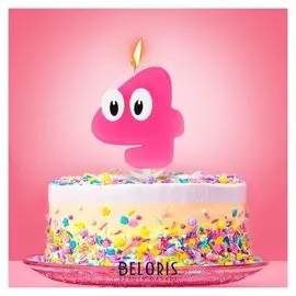 Свеча в торт цифра 4 "С Днем Рождения, малышка"