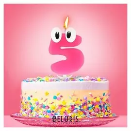 Свеча в торт цифра 5 "С Днем Рождения, малышка"