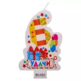 Свеча в торт цифра 6 "Удачи"