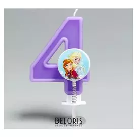 Свеча в торт цифра 4 Холодное сердце