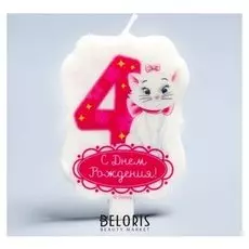 Свеча в торт дисней 4 "С днем рождения", коты аристократы