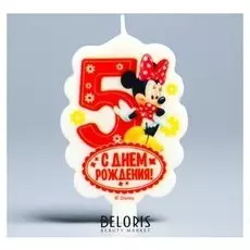 Свеча в торт 5 "С Днем Рождения" Минни Маус